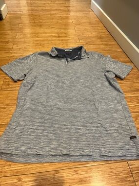 Good Man Brand Heathered Light Blue Short Sleeve Polo